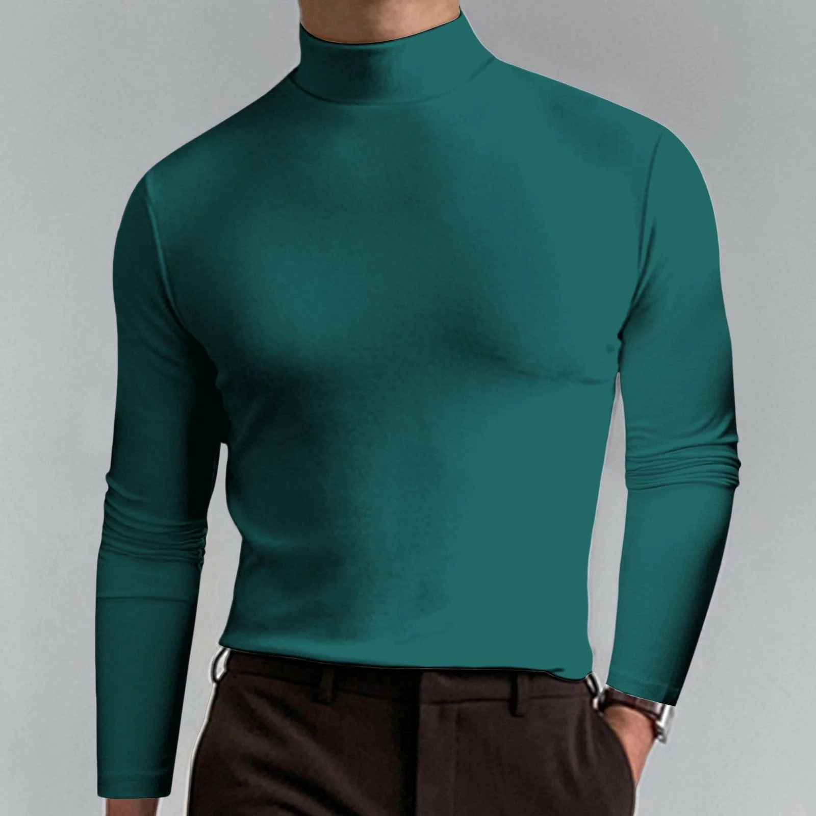 Ultimate Comfort Men's High Neck T-Shirt – Stretch, Breathable, Slim Fit for Gym & Daily Wear! - Image 9