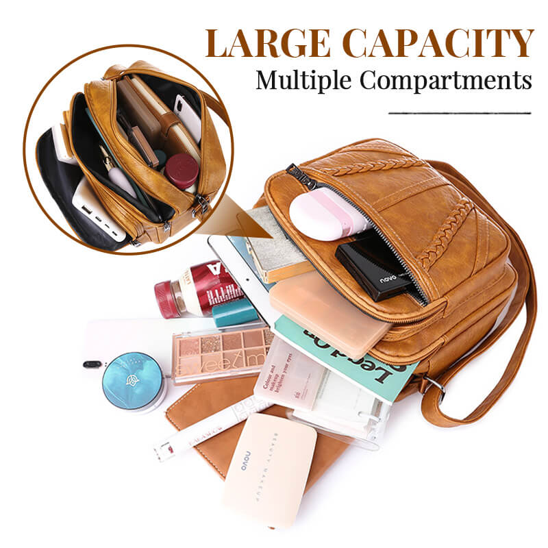 Fashionable Soft Leather Square Shoulder Bag - Image 3