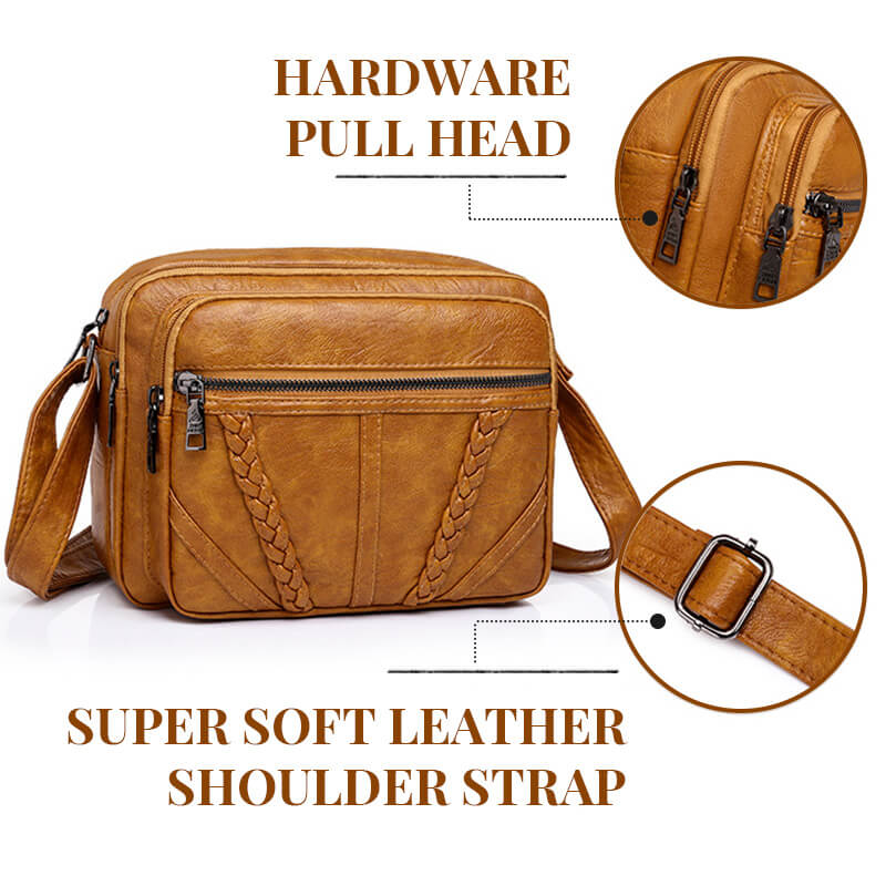 Fashionable Soft Leather Square Shoulder Bag - Image 4