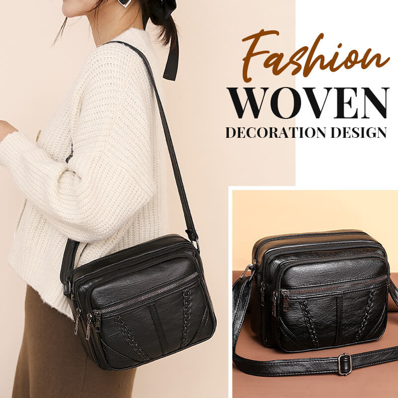 Fashionable Soft Leather Square Shoulder Bag - Image 5