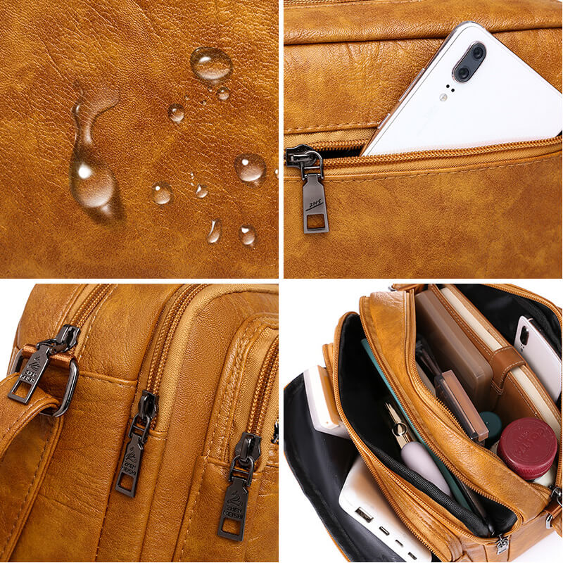 Fashionable Soft Leather Square Shoulder Bag - Image 7