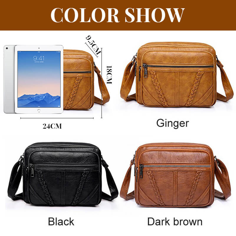 Fashionable Soft Leather Square Shoulder Bag - Image 8