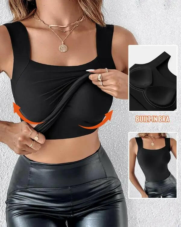 📢40%  OFF!⏰Women’s U-Neck Thermal Tank with Built-In Bra – Warm, Supportive & Braless Comfort ❄️❤️ - Image 2