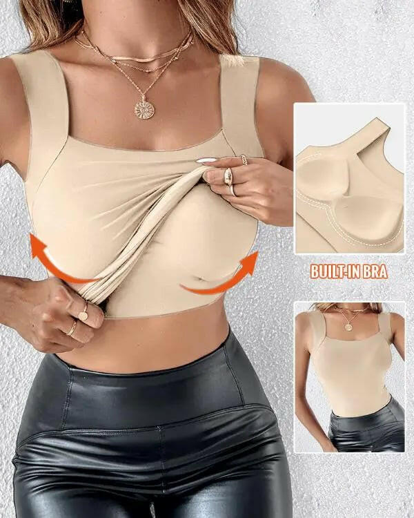 📢40%  OFF!⏰Women’s U-Neck Thermal Tank with Built-In Bra – Warm, Supportive & Braless Comfort ❄️❤️ - Image 3