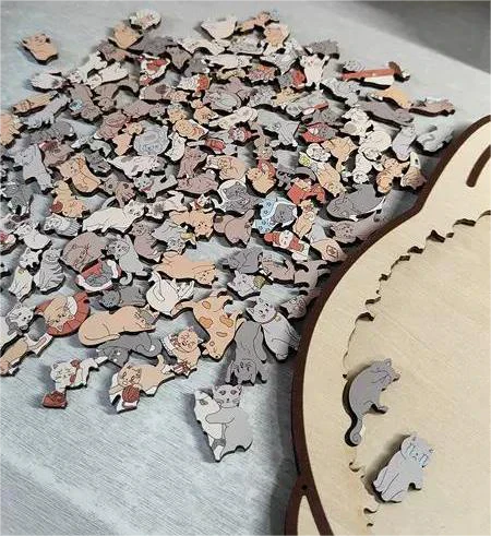🎁Nice Christmas Gift🎅135-Piece Morandi-Colored Cat Shaped Wooden Jigsaw Puzzle - Image 3