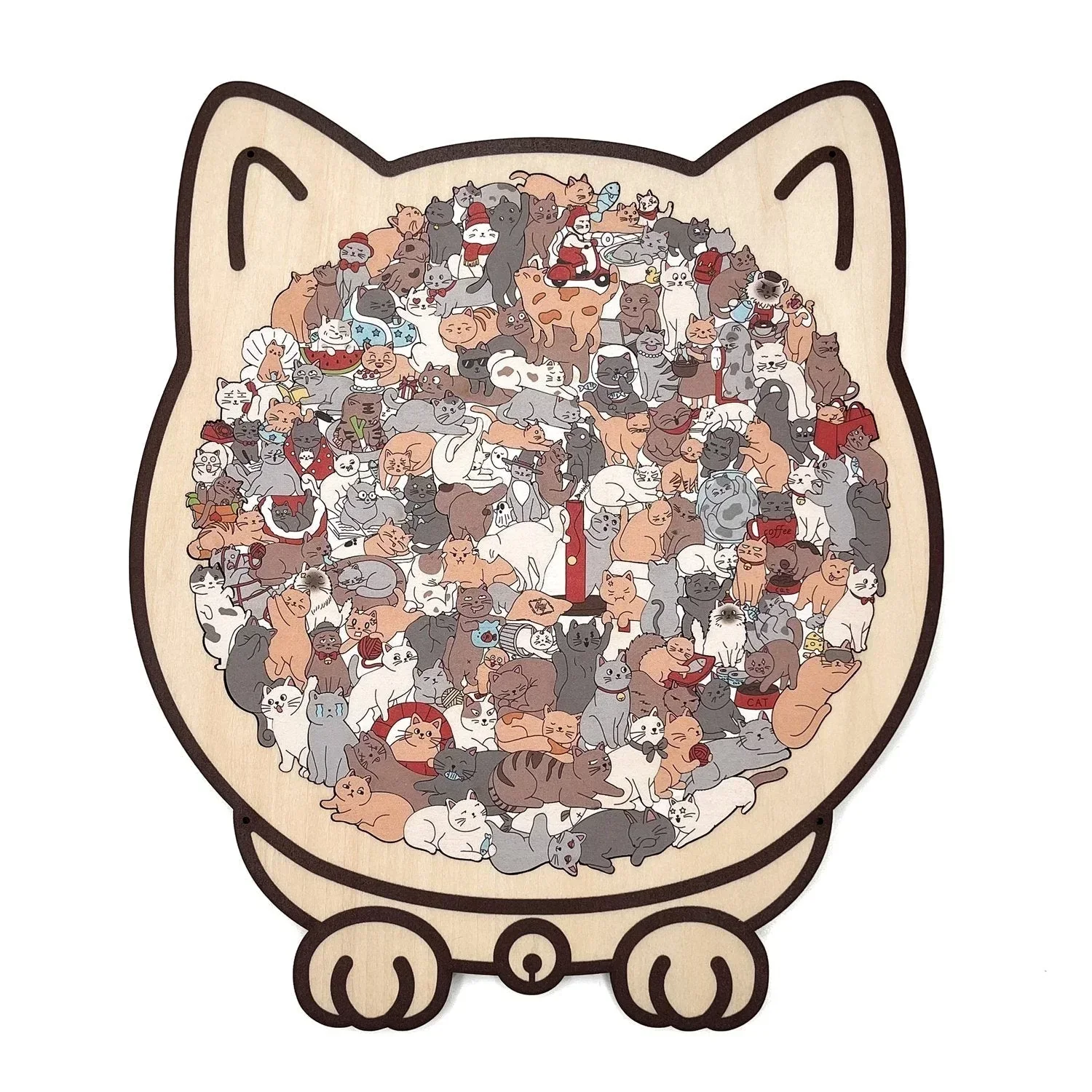 🎁Nice Christmas Gift🎅135-Piece Morandi-Colored Cat Shaped Wooden Jigsaw Puzzle - Image 4