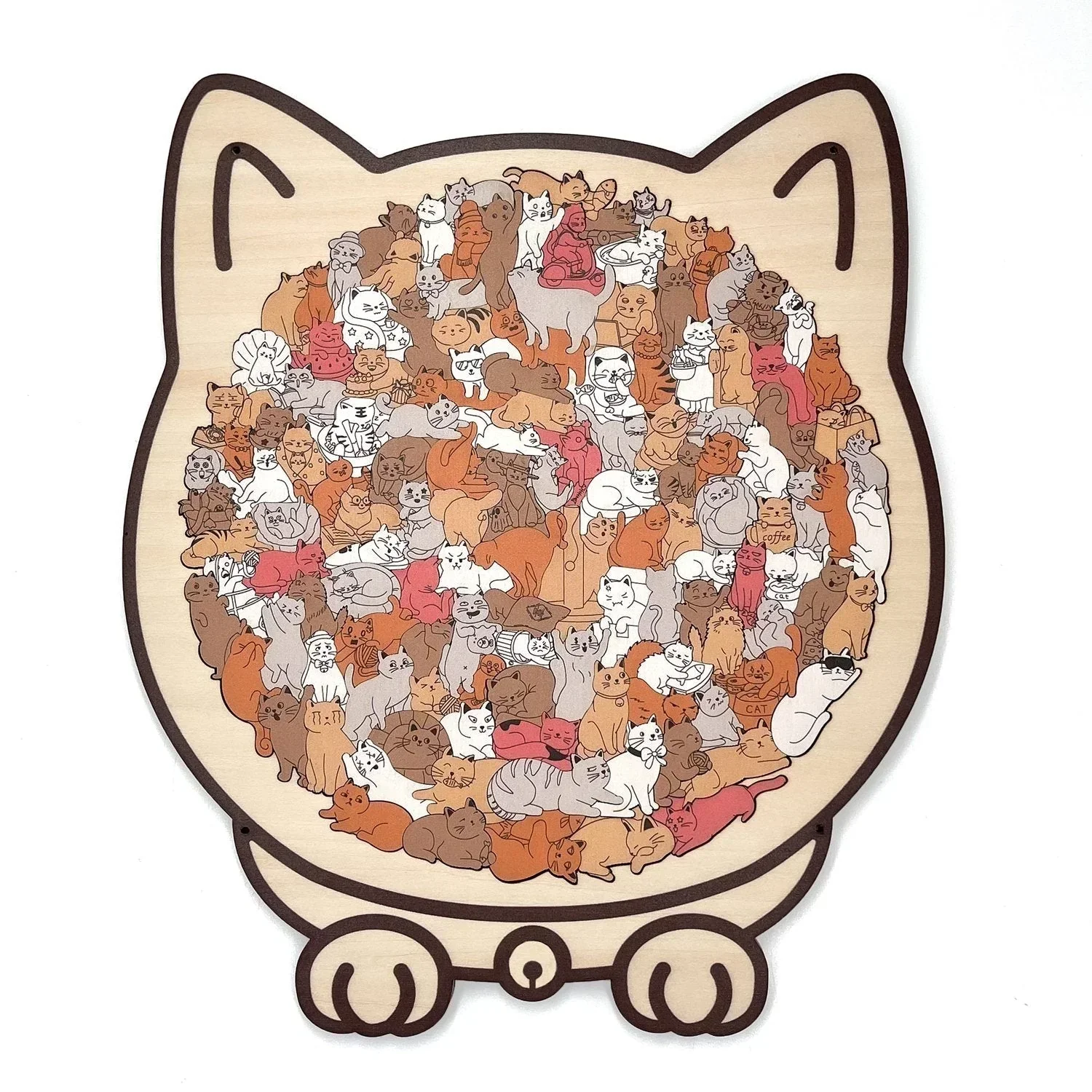 🎁Nice Christmas Gift🎅135-Piece Morandi-Colored Cat Shaped Wooden Jigsaw Puzzle - Image 6