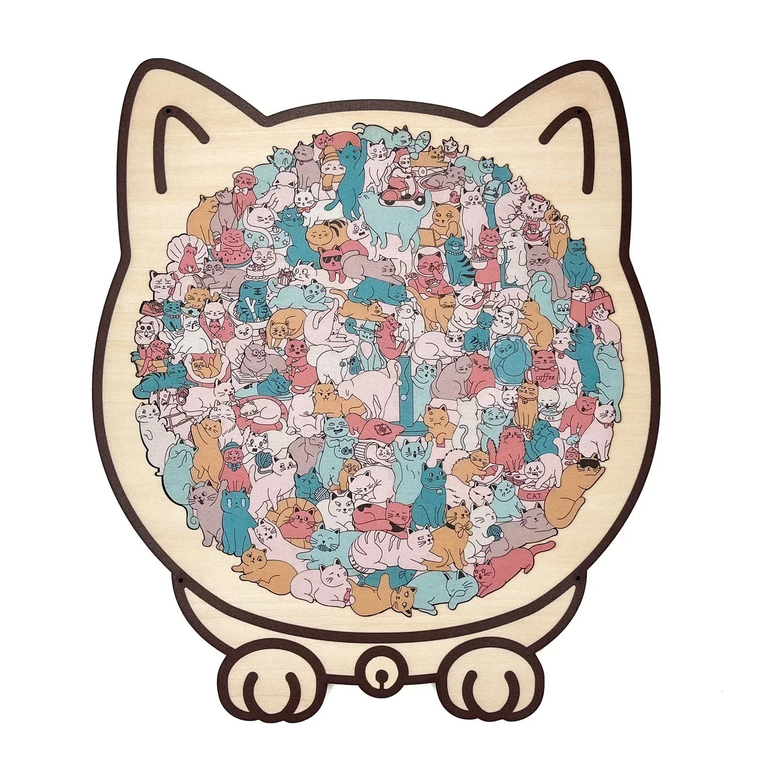 🎁Nice Christmas Gift🎅135-Piece Morandi-Colored Cat Shaped Wooden Jigsaw Puzzle - Image 7