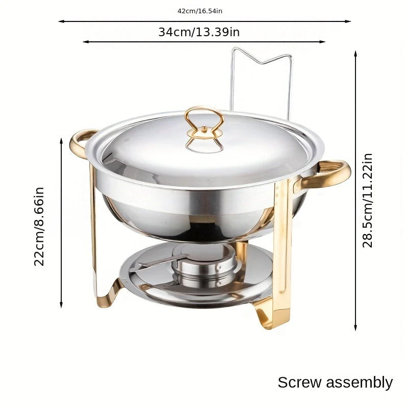 🧑🍳The same as in a five-star buffet restaurant🍽️Stainless Steel Chafing Dish Buffet Set 5QT with Fuel Can Rack, Gold Food Warmer for Parties - Image 13
