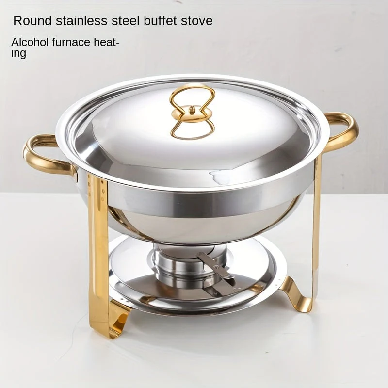 🧑🍳The same as in a five-star buffet restaurant🍽️Stainless Steel Chafing Dish Buffet Set 5QT with Fuel Can Rack, Gold Food Warmer for Parties - Image 3