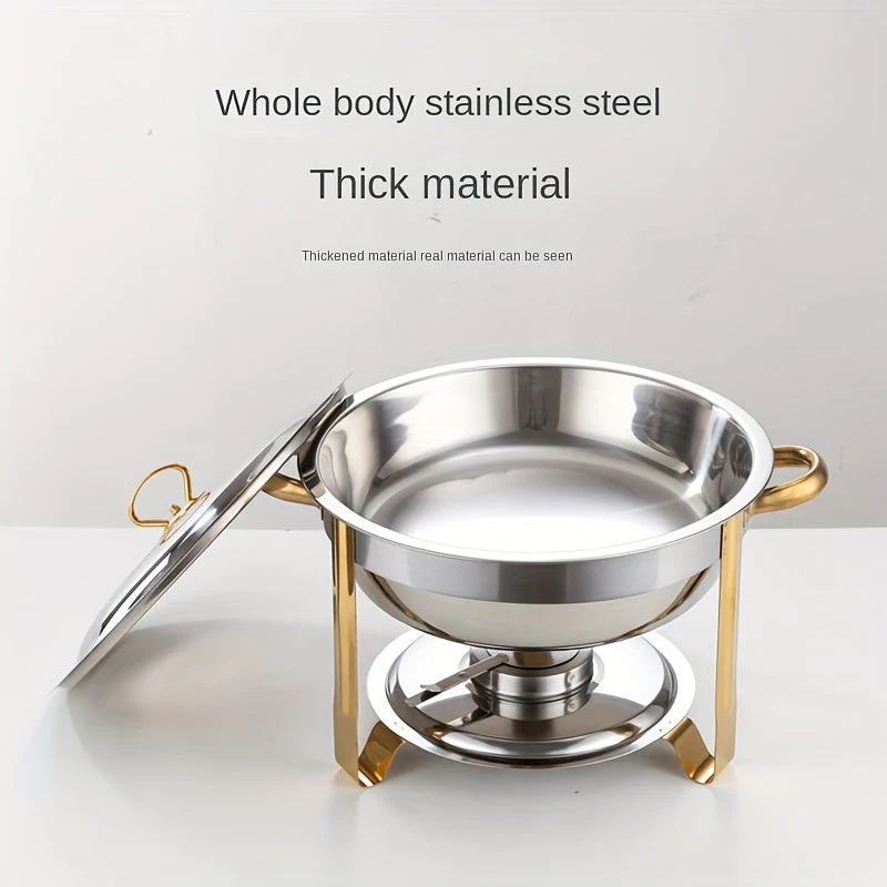 🧑🍳The same as in a five-star buffet restaurant🍽️Stainless Steel Chafing Dish Buffet Set 5QT with Fuel Can Rack, Gold Food Warmer for Parties - Image 4