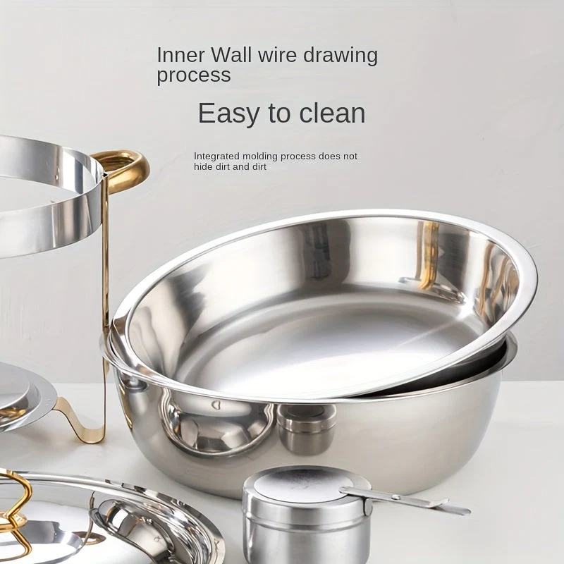 🧑🍳The same as in a five-star buffet restaurant🍽️Stainless Steel Chafing Dish Buffet Set 5QT with Fuel Can Rack, Gold Food Warmer for Parties - Image 7