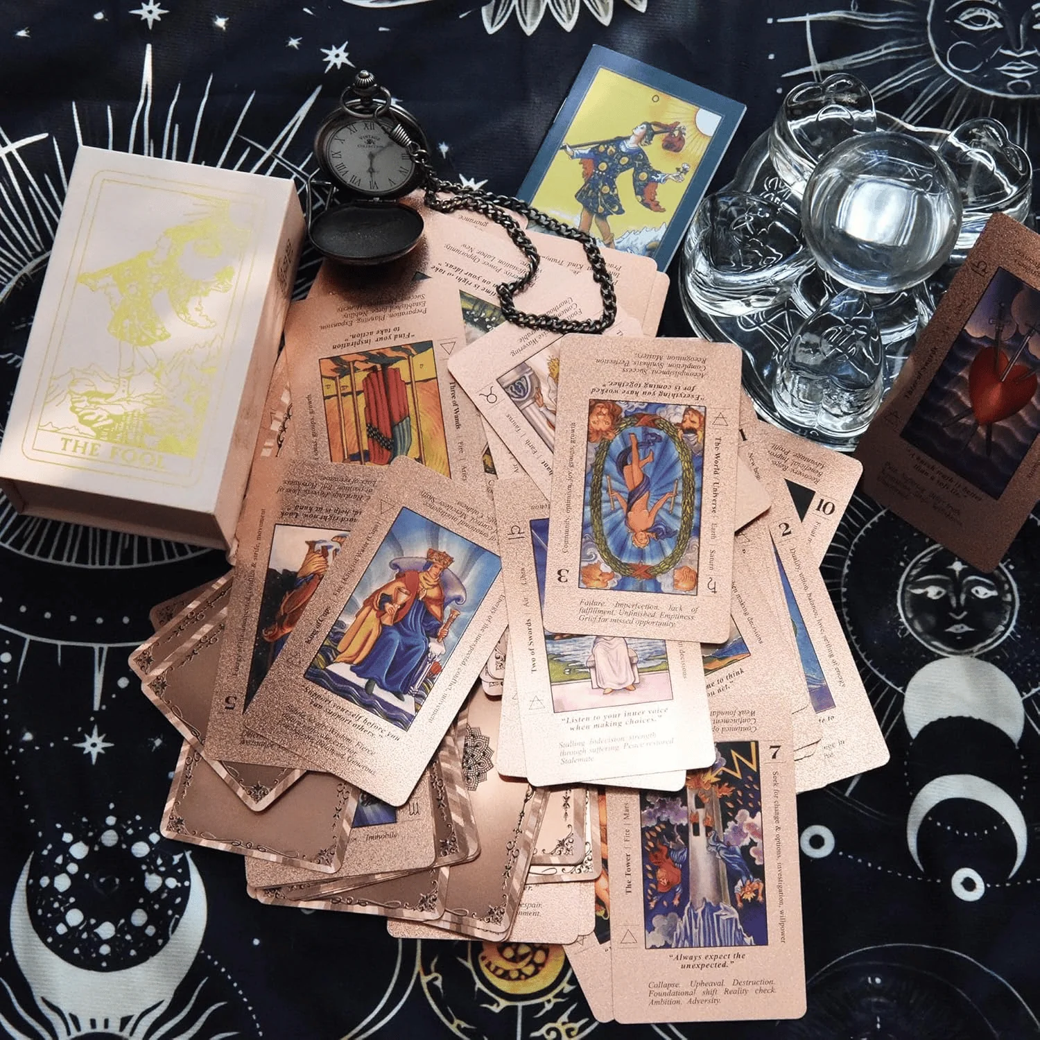 🔮40% OFF NOW! ✨ Witchy Cauldron Tarot Card Set – Rose Gold Accents, Complete Guide Book & Velvet Pouch 🎴📖 - Image 5