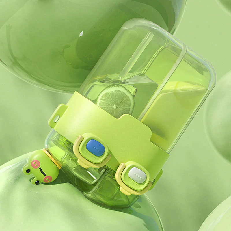 Cute Dual Drink Water Bottle with Straw and Shoulder Strap (30% OFF) - Image 6