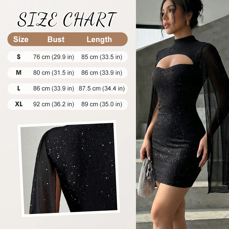 💃2026 New Arrivals 40% OFF💥Women's Cutout Ribbed Dress with Chiffon Cape - Image 10