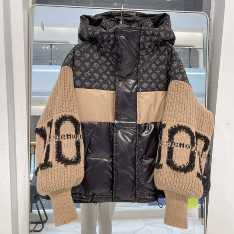 ⏳Limited-time 50% off⏰Women’s Patchwork Knit Sleeve Hooded Puffer Jacket🧥 - Image 11