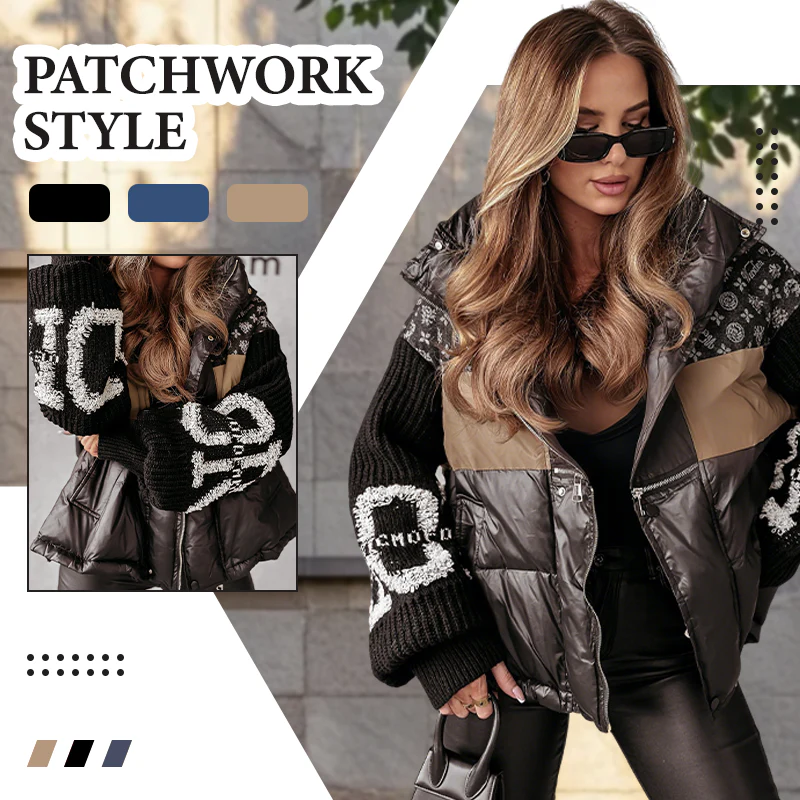 ⏳Limited-time 50% off⏰Women’s Patchwork Knit Sleeve Hooded Puffer Jacket🧥 - Image 5