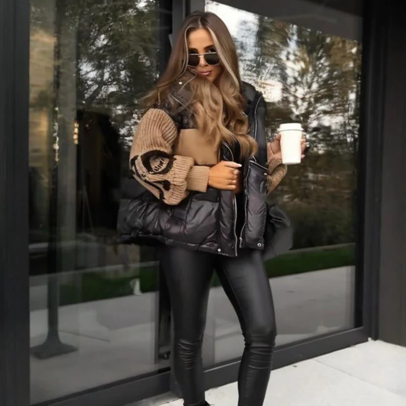 ⏳Limited-time 50% off⏰Women’s Patchwork Knit Sleeve Hooded Puffer Jacket🧥 - Image 8