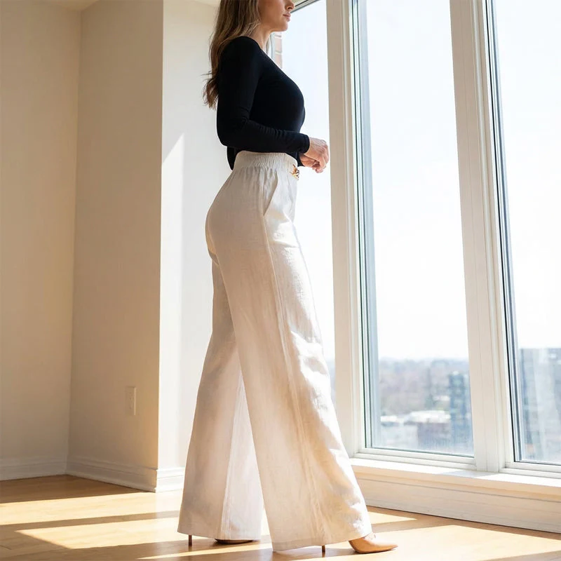 👖40% OFF!💃 Women's trousers – High waist, wide leg, with belt accent & versatile look ✨ - Image 2