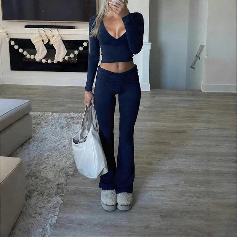 👚 40% OFF! 💫 WOMEN'S 2-PC CROP TOP SET - Flowy High-Low Hem & Wide-Leg Pants, Soft Breathable Fabric for Yoga and Casual Wear 🌸🧘‍♀️ - Image 4