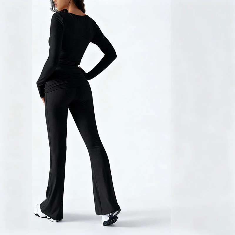 👚 40% OFF! 💫 WOMEN'S 2-PC CROP TOP SET - Flowy High-Low Hem & Wide-Leg Pants, Soft Breathable Fabric for Yoga and Casual Wear 🌸🧘‍♀️ - Image 6
