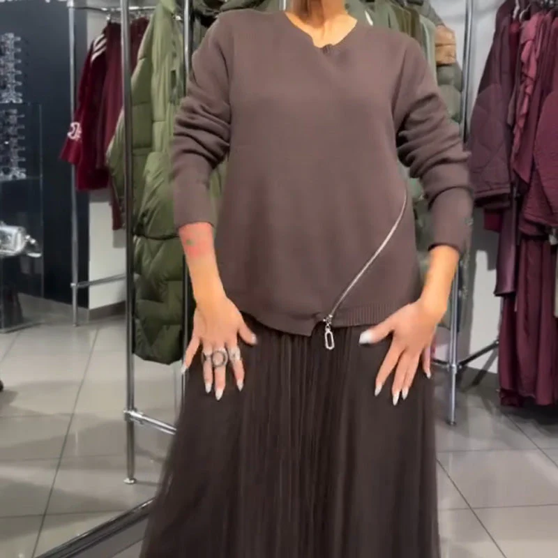 Women's Elegant Knit & Tulle Mesh Dress