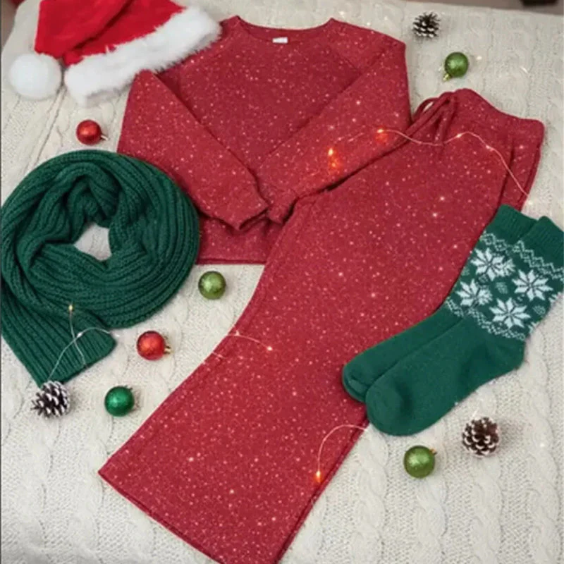 ✨🎅 Christmas Sale 50% OFF🎄⏰Women's Glitter Pullover Sweater & Pants 2-Piece Set - Image 11