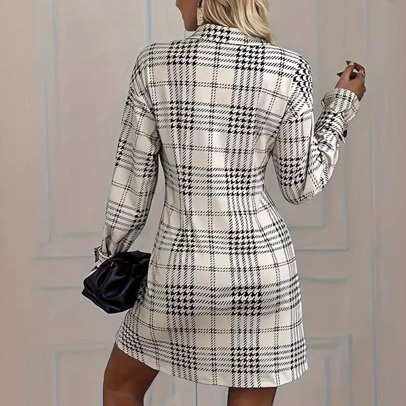 👗Women’s Graceful Plaid A-Line Shirt Dress - Image 2