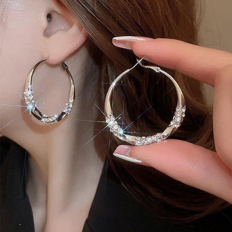 Luxury Twisted Rhinestone Earrings – Elegant, Sparkling & Timeless - Image 3